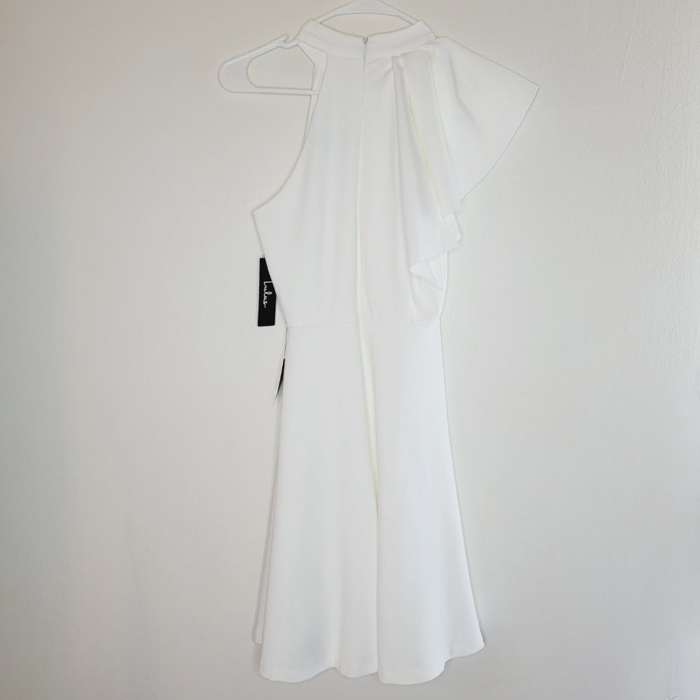 Lulus White Dress One Shoulder Women's Small Fit & Flare High Neck Party Flaw